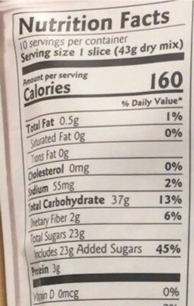 Organic chocolate cake mix nutrition facts table