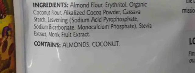 Keto chocolate ingredients label