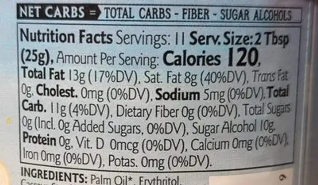 Birchbender vanilla frosting keto nutrition facts table