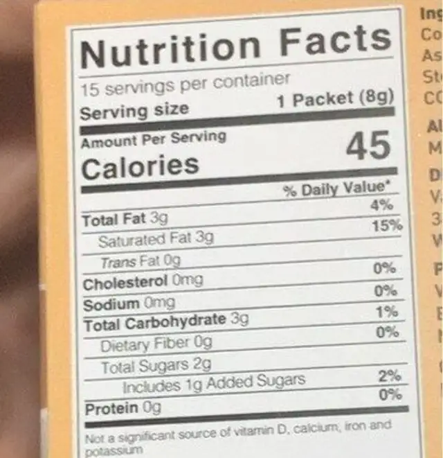 Ashwagandha Cinnamon Chai Tea Mix nutrition facts table