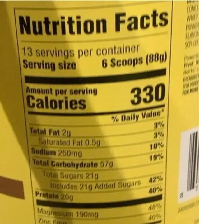 Powerbar recovery max drink nutrition facts table
