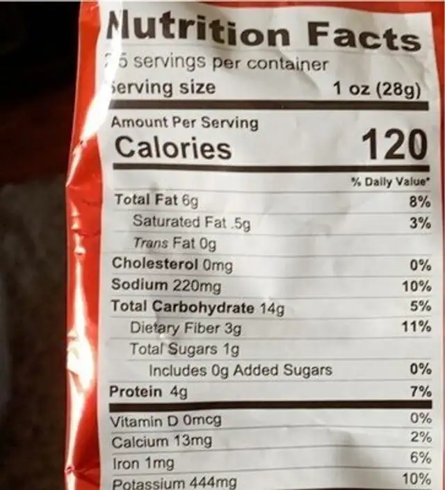 crunchy rings nutrition facts table