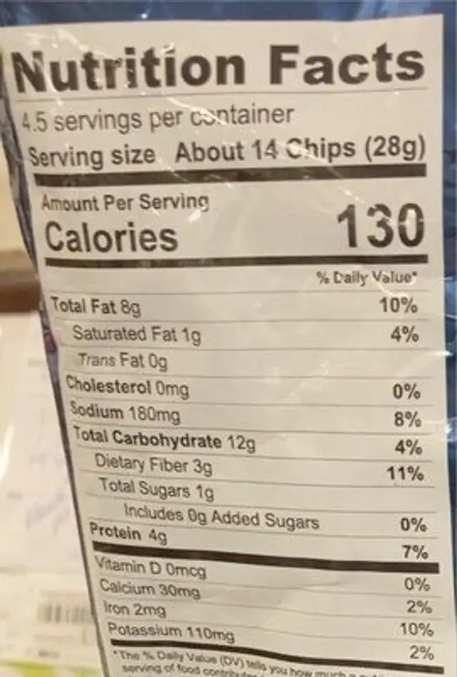 Peatos zesty ranch nutrition facts table