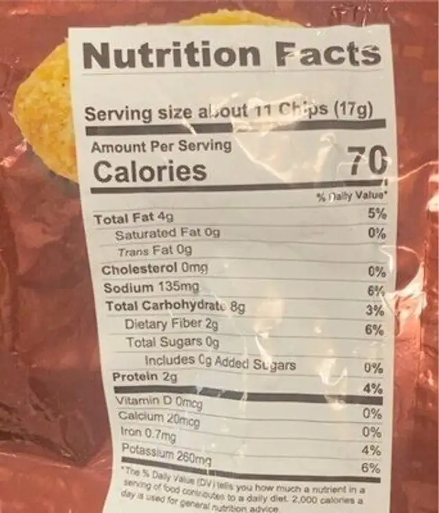 Peatos nutrition facts table
