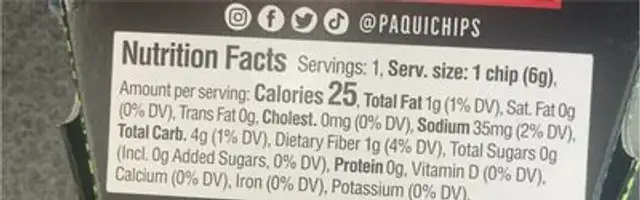 2023 one chip challenge nutrition facts table