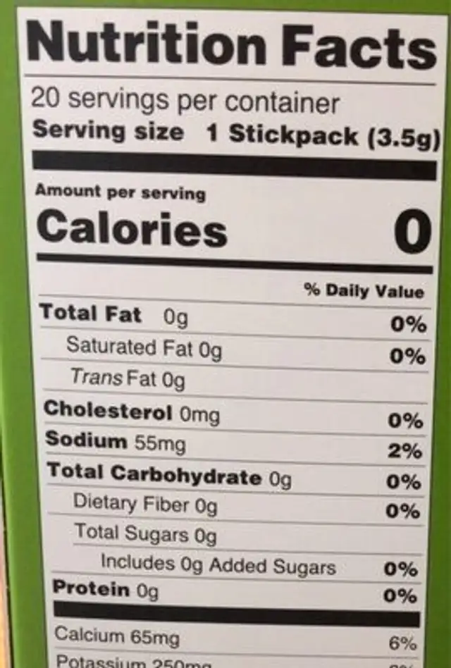 Ultima Replenisher nutrition facts table
