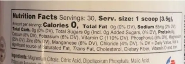 Ultima Replenisher Watermelon nutrition facts table