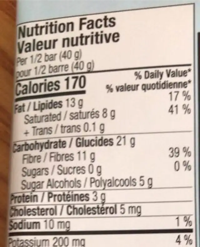 Crispy rice dark chocolate style nutrition facts table