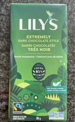 Extremely Dark Chocolate Sweetened With Stevia front packaging