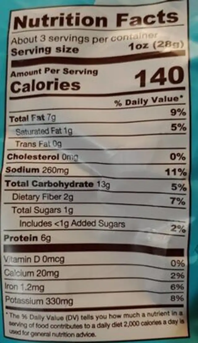 Biena Grain Free Chickpea Puffs- Vegan Ranch Flavor nutrition facts table