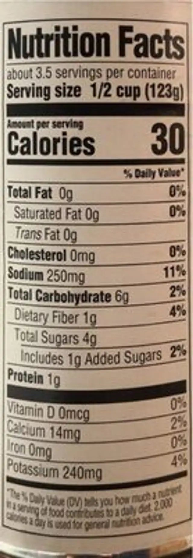 Diced tomatoes nutrition facts table