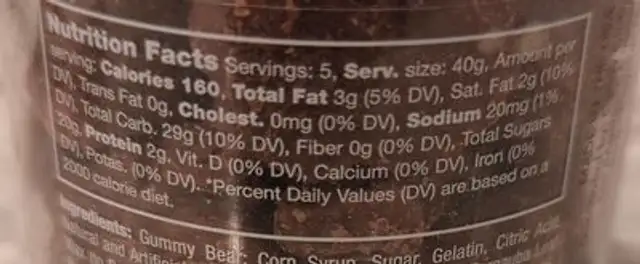 Choco Bears nutrition facts table
