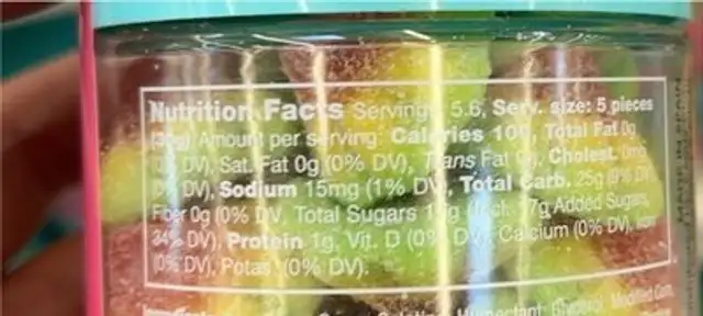 Gummi volcanoes nutrition facts table