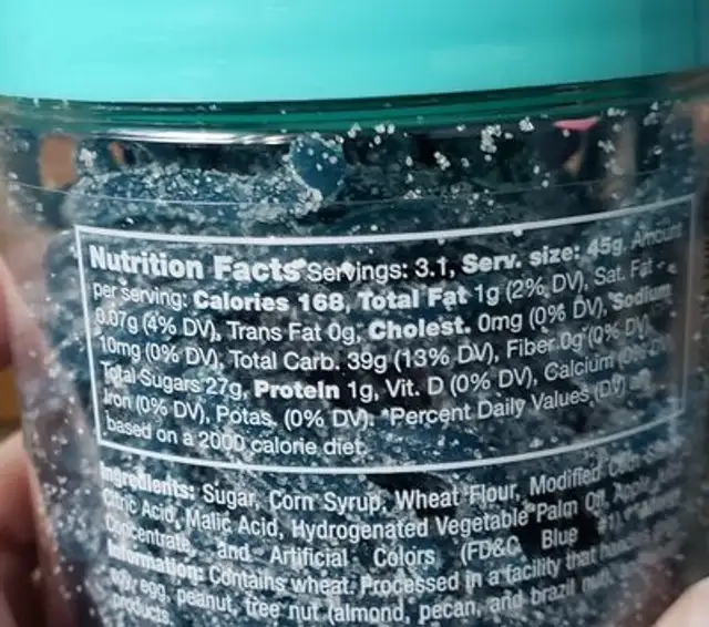 Berry Blue Sour Laces ingredients label