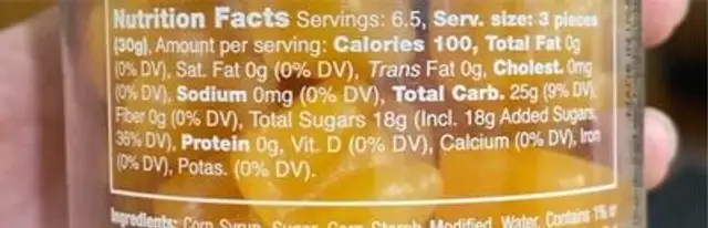 mango chili bears nutrition facts table
