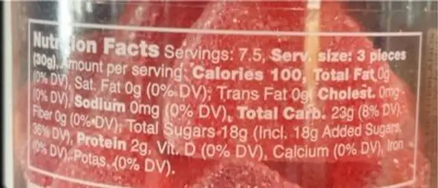 Grapefruit slices nutrition facts table
