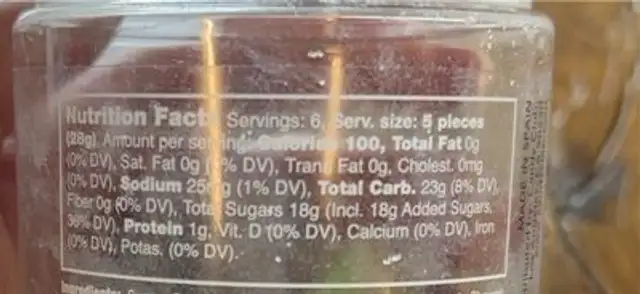 Focus on the Good nutrition facts table