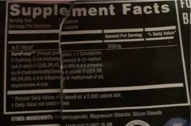 NO7 nutrition facts table