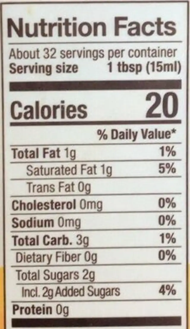 Laird Turmeric Superfood Creamer nutrition facts table