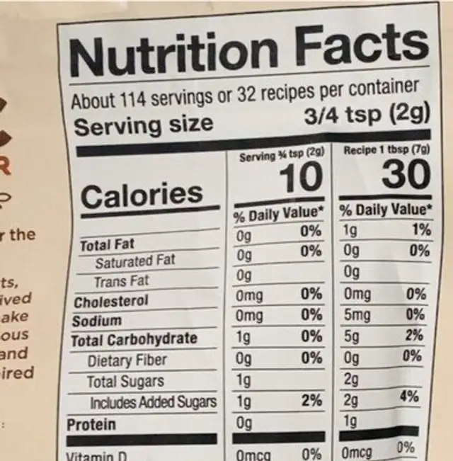 Aloha Oatmac Superfood Creamer Original nutrition facts table