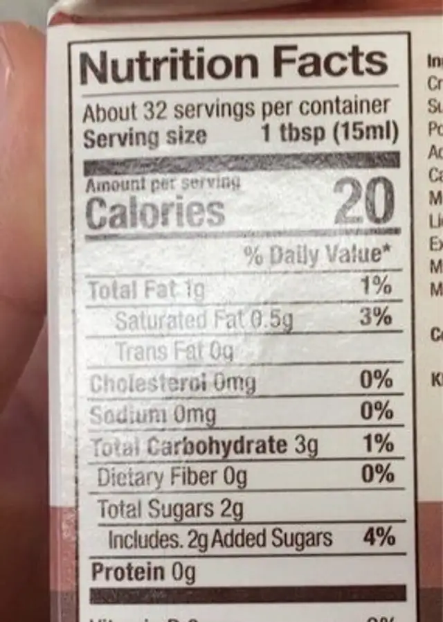 Superfood creamer nutrition facts table
