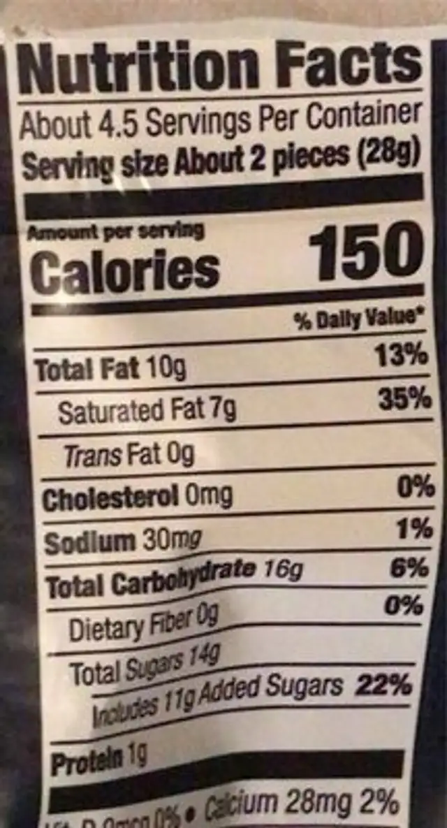 Tosted coconut clusters nutrition facts table