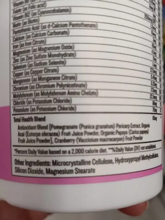 HealthandHabiT WMV ingredients label