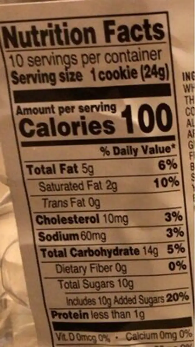 Black and orange nutrition facts table
