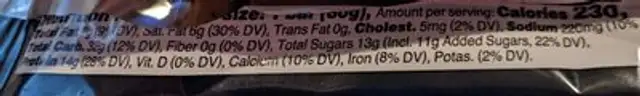Cinnamon churro nutrition facts table