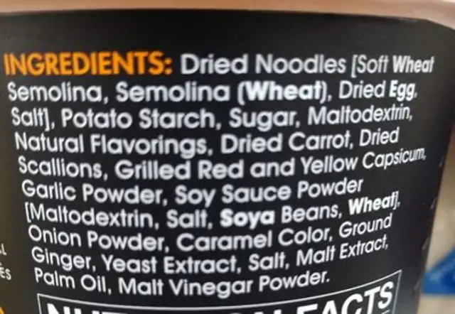 Naked noodle japanese teriyaki fine egg noodles in a sweet ingredients label