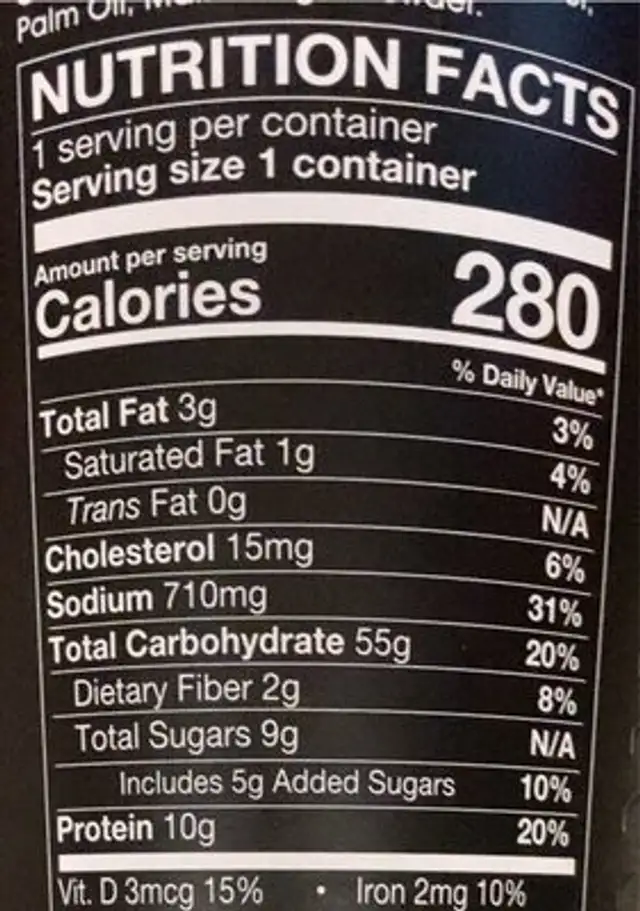 Naked noodle japanese teriyaki fine egg noodles in a sweet nutrition facts table