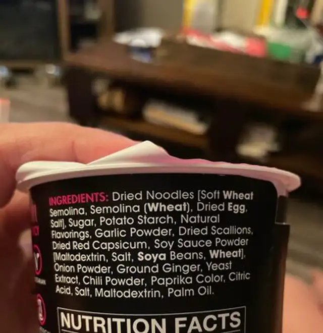 Thai Sweet chili ingredients label