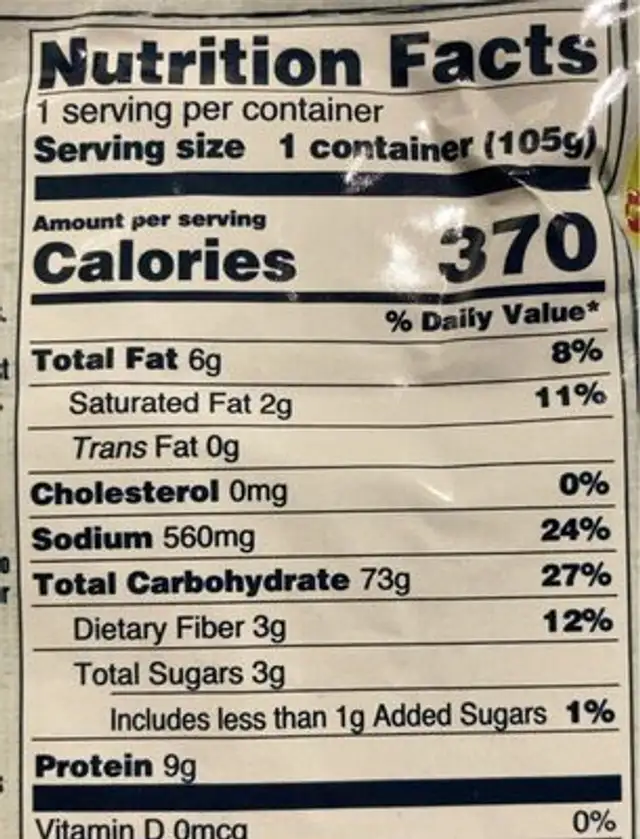 Mexican inspired smoked paprika & lime rice nutrition facts table