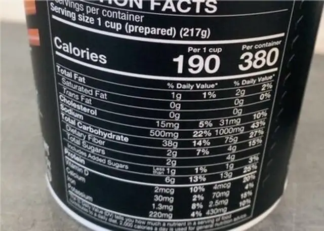 Chinese Chow Mein nutrition facts table