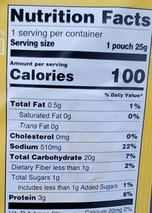 Thai style coconut and lemongrass Ramen noodle soup nutrition facts table