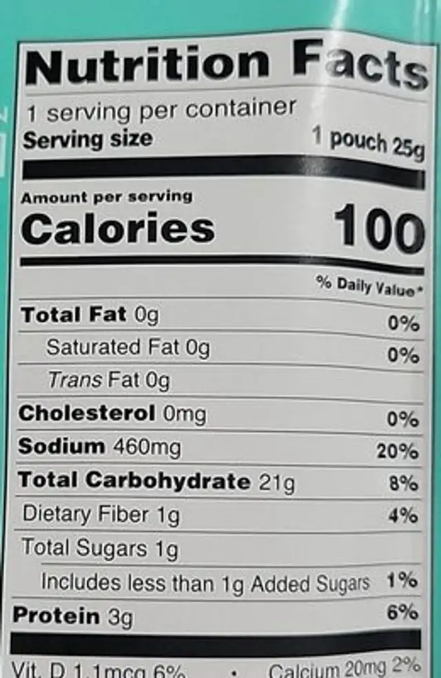 Thai style pad thai nutrition facts table