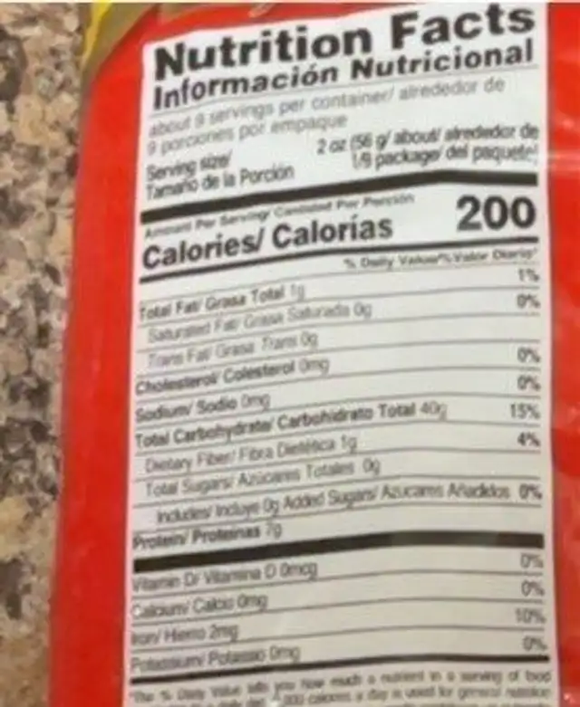 Speciale Penne nutrition facts table