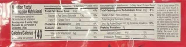Delicitá nutrition facts table