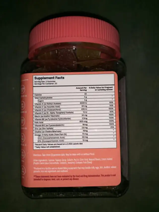 Unknown nutrition facts table