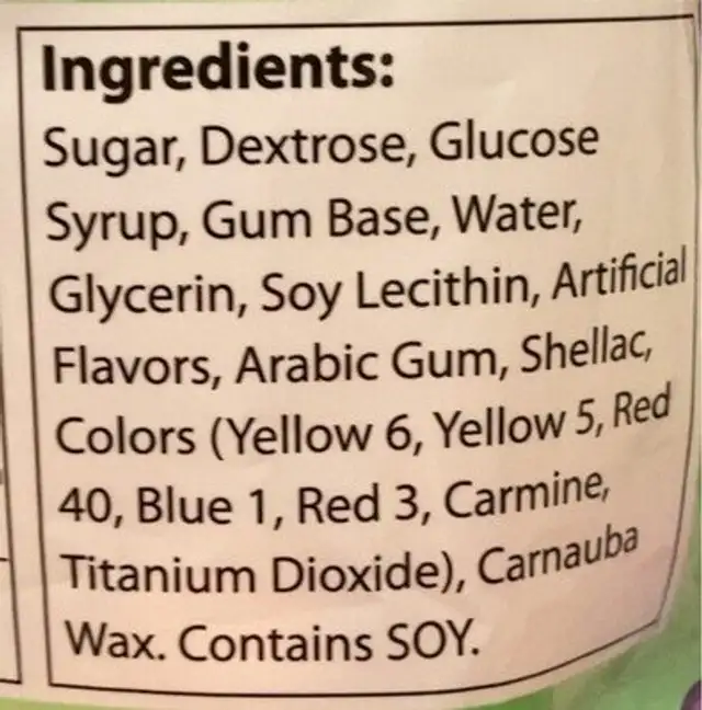 Gumball Refill nutrition facts table