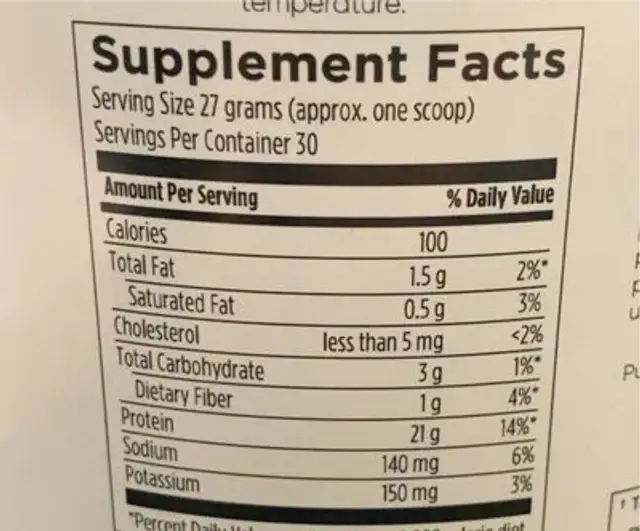 Purepath Protein from bone broth nutrition facts table