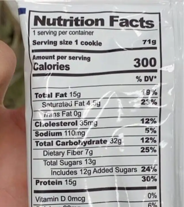 peanut butter protein cookie nutrition facts table