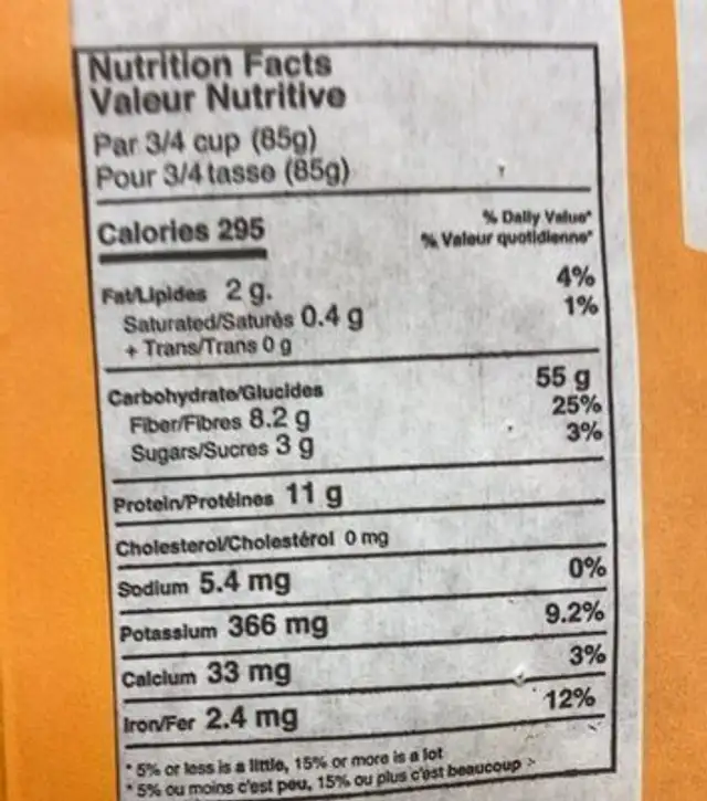 Pasta toscana organic whole wheat nutrition facts table