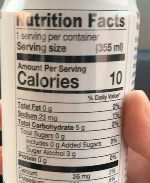 Black cherry sparkling water nutrition facts table