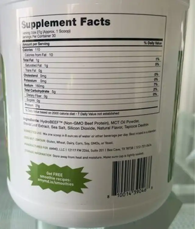 Paleo Protein nutrition facts table