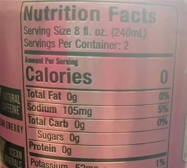 Cotton Candy Energy nutrition facts table