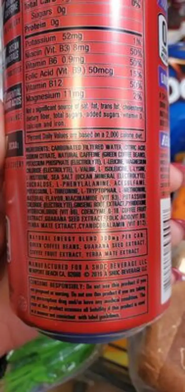 adrenaline shock ingredients label
