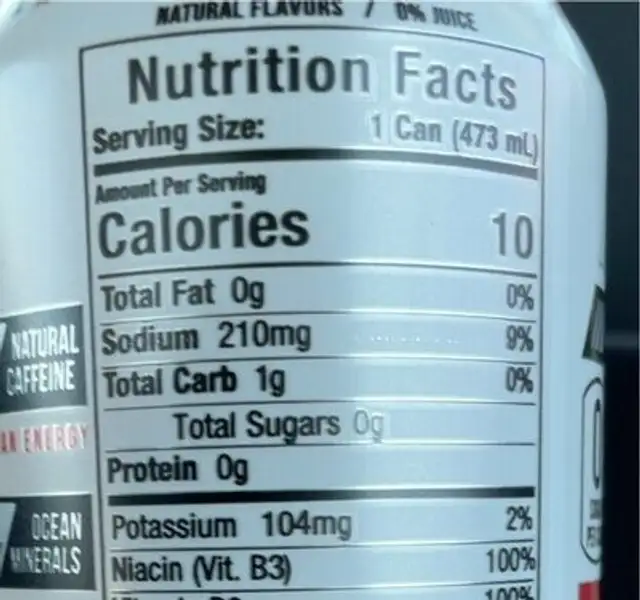 Adrenaline shoc smart energy nutrition facts table