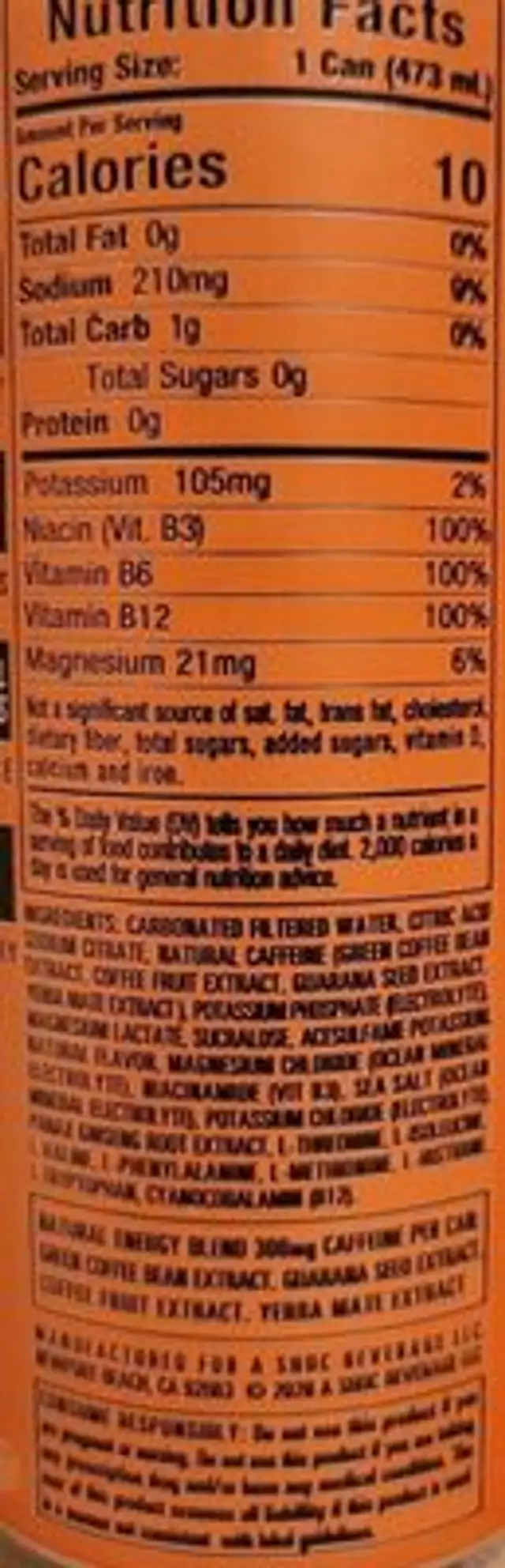 Peach mango nutrition facts table