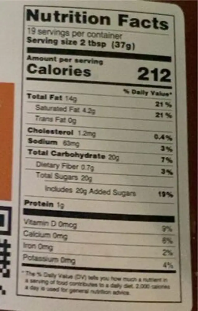 Hazelnut chocolate spread nutrition facts table